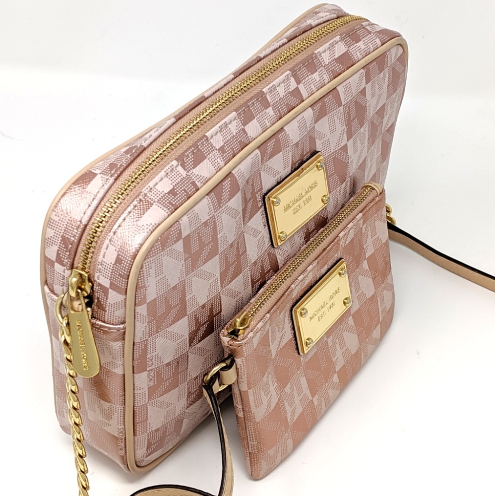 MICHAEL KORS Pink Bag Rose Gold Checkerboard Set - Picture 7 of 8